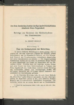 Beiträge zur Kenntnis der Kohlenhydrate der Gemüsearten.