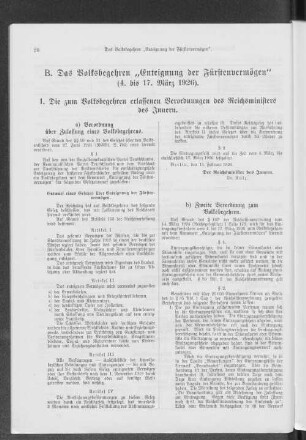 1. Die zum Volksbegehren erfassen Verordnung des Reichsministers des Innern.