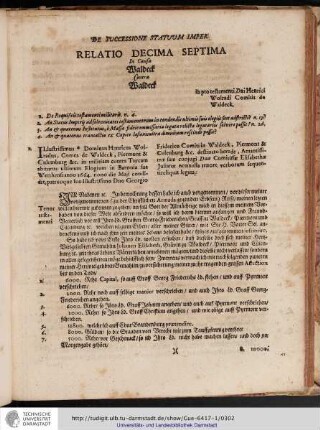 Relatio Decima Septima in Causa Waldeck contra Waldeck