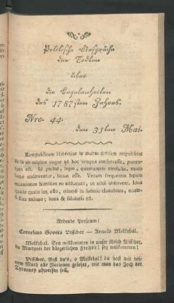 Nro. 44. den 31ten Mai