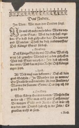 Das Andere. Jm Thon: Wie man den Coridon singt.
