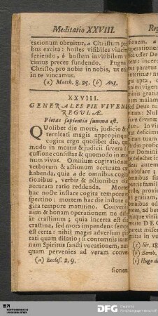 XXVIII. Generales Pie Vivendi Regulæ.