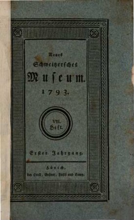 Neues schweitzersches Museum. 1793,[2]