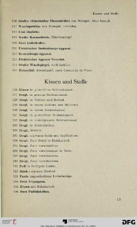 Kissen und Stoffe (Nr. 226-264)