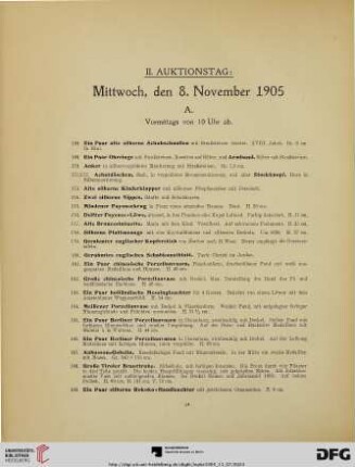 II. Auktionstag: Mittwoch, den 8. November 1905. (Nr. 168-478)