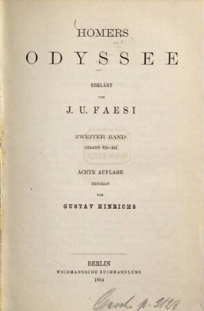 Homers Odyssee, 2. Gesang VII - XII