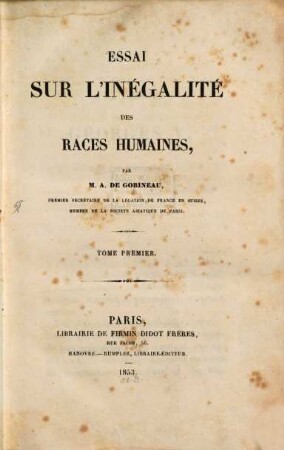 Essai sur l'inégalité des races humaines, 1