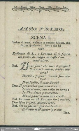 Atto primo / Erster Aufzug
