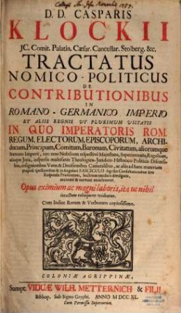 Tractatus nomico-politicus de contributionibus in germano-germanico Imperio
