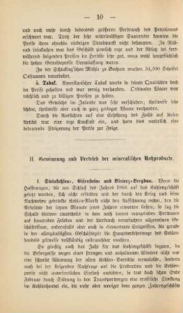 II. Gewinnung und Vertrieb der mineralischen Rohproducte.