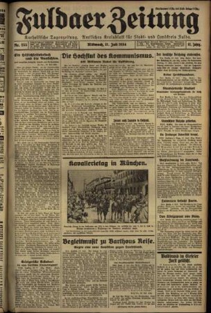 Erste Ausgabe vom Mittwoch, den 11. Juli 1934.