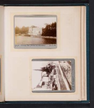 Fotoalbum einer Italienreise von Vendig bis Neapel : Albumseite 43 mit zwei Fotografien vom Comer See (Cernobbio und Argegno)