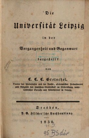 Die Universität Leipzig in der Vergangenheit und Gegenwart