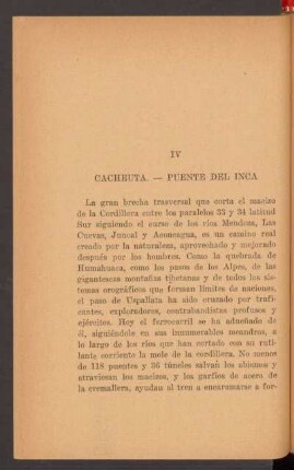 IV - Cacheuta. - Puente del Inca