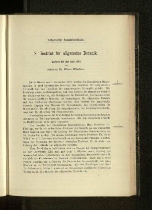 9. Institut für allgemeine Botanik.