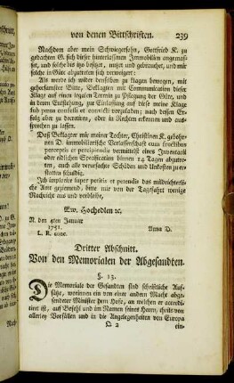 Dritter Abschnitt. Von den Memorialen der Abgesandten