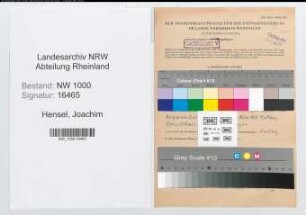Entnazifizierung Joachim Hensel, geb. 17.03.1915 (Vers.Vertreter)