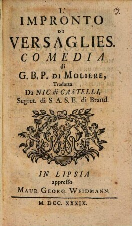 L' Impronto di Versaglies : Comedia