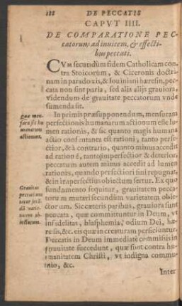 Caput IIII. De Comparatione Peccatorum ad invicem, et effectibus peccati.