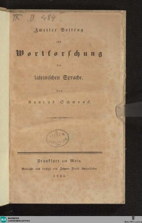 2: Beitrag zur Wortforschung der lateinischen Sprache