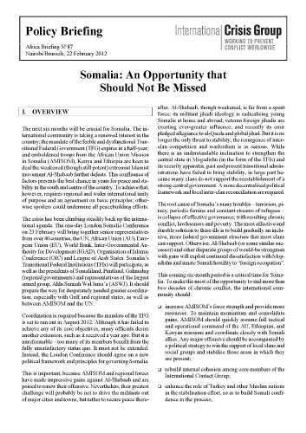 Somalia : an opportunity that should not be missed