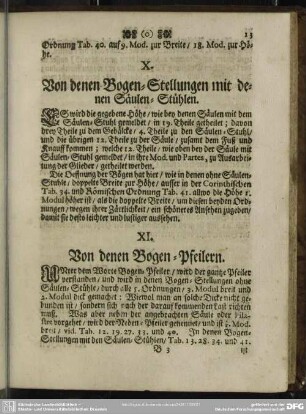 XI. Von denen Bogen-Pfeilern