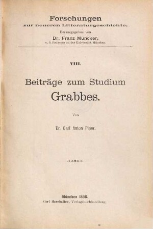 Beiträge zum Studium Grabbes