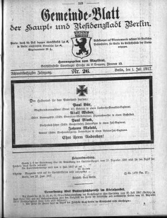 1917,26: Nr. 26, 1. Juli 1917