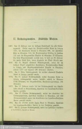 17. Reichstagswahlen, Städtische Wahlen