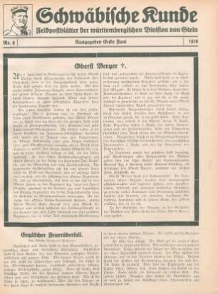 9.1918: Schwäbische Kunde