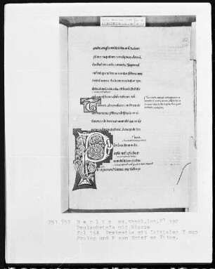 Paulusbriefe mit Glossen — Initialen T und P (aulus), Folio 154recto