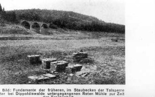 Dippoldiswalde-Malter. Rote Mühle, Fundamente, am Grund der Talsperre Malter, aus: Die Mühle vom 31.10.1929