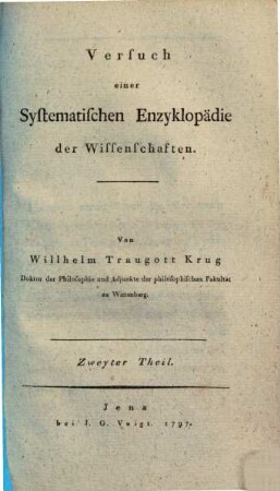 Versuch einer systematischen Enzyklopädie der Wissenschaften. 2