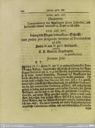 Num. Act. XV. Decretum