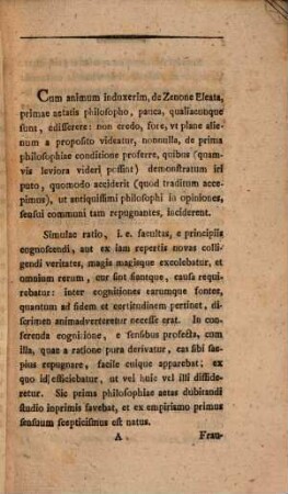 De argumentis, quibus Zeno Eleates nullum esse motum demonstravit ...