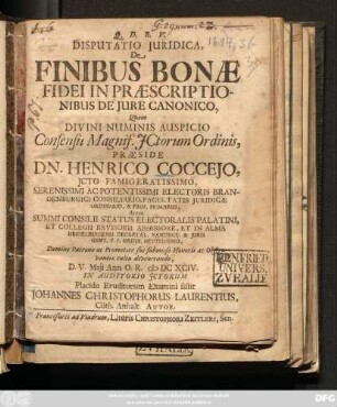 Disputatio Iuridica, De Finibus Bonae Fidei In Praescriptionibus De Iure Canonico
