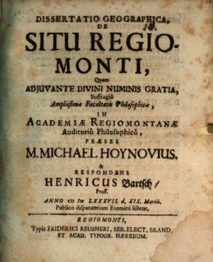 Diss. geogr. de situ Regiomonti
