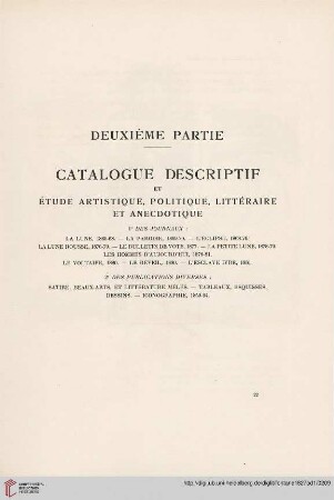 Deuxième Partie: Catalogue descriptif