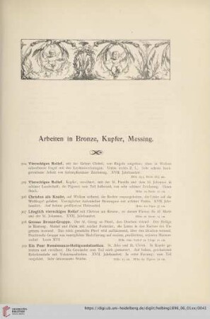 Arbeiten in Bronze, Kupfer, Messing