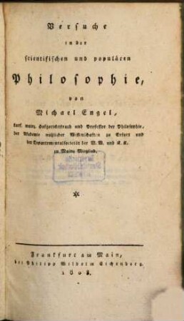 Versuche in der scientifischen und populären Philosophie