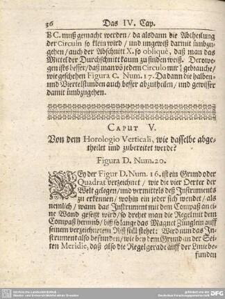 CAPUT V. Von dem Horologio Verticali, wie dasselbe abgetheilet und zubereitet werde?