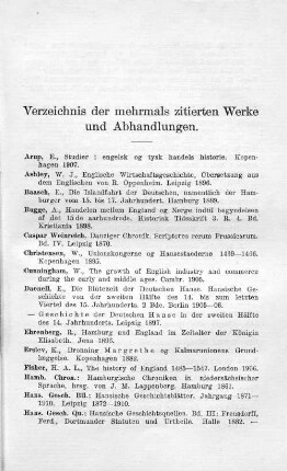Verzeichnis der mehrmals zitierten Werke und Abhandlungen.