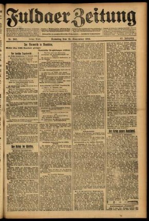Erste Ausgabe vom Samstag, den 18. November 1916.