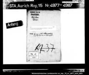 Die Befreiung des Schustergesellen Hermann F. Schumacher in Esens von der Wanderpflicht