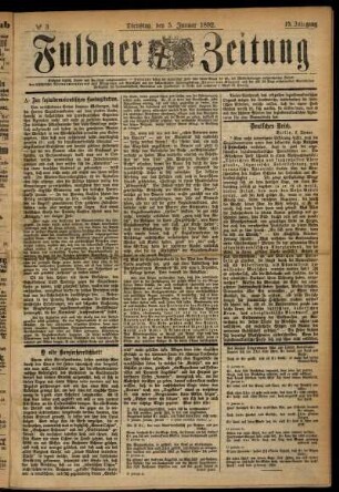 Ausgabe vom Dienstag, den 05. Januar 1892.