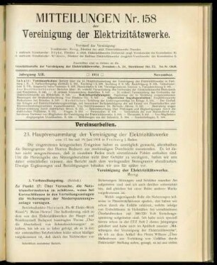 Mitteilung Nr. 158. Jg. 13, November 1914