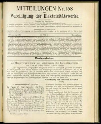 Mitteilung Nr. 158. Jg. 13, November 1914
