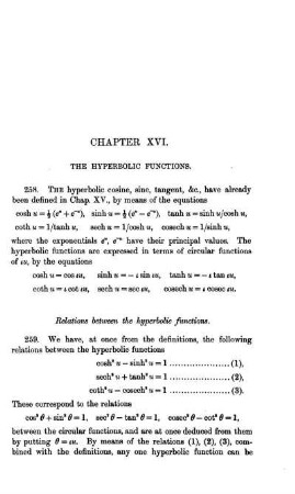 Chapter XVI - XVIII. Hyperbolic Functions. Infinite Products. Continued Fractions.
