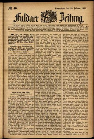 Ausgabe vom Samstag, den 25. Februar 1882.