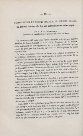 DÉTERMINATION DU NOMBRE MAXIMUM DE SPHÈRES ÉGALES.